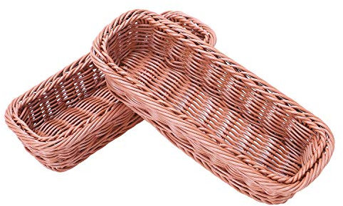 Happysnow 2 Stücke Rattan Kunststoff Korb Besteck Korb Rechteckigen Aufbewahrungs Box Besteck Stäbchen Brot Kuchen Obst Lagerung