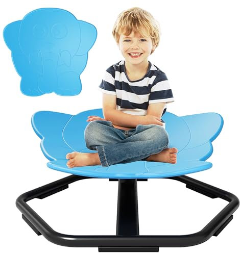 KORIEMFA Autismus Kinderdrehstuhl, Elephant Design Sensorischer Karussellstuhl, Spielzeug Balance Stuhl Training Physische Koordination und Gleichgewicht, Blau