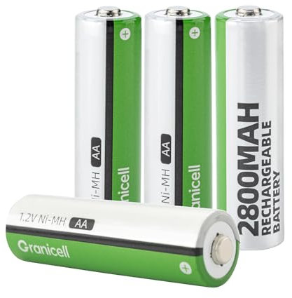 Granicell Pilas AA 2800 mAh NiMH, 1500 ciclos, 1,2 V, baja autodescarga, 4 unidades