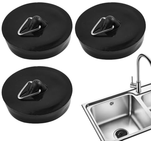3 Pcs Tapones de Drenaje de Goma, Tapones de Drenaje de Goma, Tapón Fregadero-Lavabo en plástico y acero inoxidable, para Fregadero, Tapón de Fregadero para Bañera, Cocina, Baño
