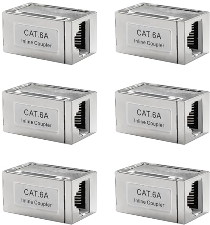 6 Piezas Adaptador RJ45 10 Gigabit, Empalme RJ45, Conector RJ45 Hembra a Hembra, Acoplador Ethernet para LAN, Compatible con Cat5, Cat5e, Cat6, Cat6a, Cat7, Cat8, Velocidad hasta 10 Gbps