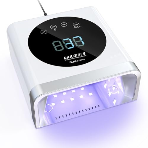 NAILGIRLS Lampes à Ongles LED, 150W Professionnelle pour Séchage Rapide des Gels, avec Capteur Automatique et Affichage LCD pour Usage Domestique et Salons d'Onicologie