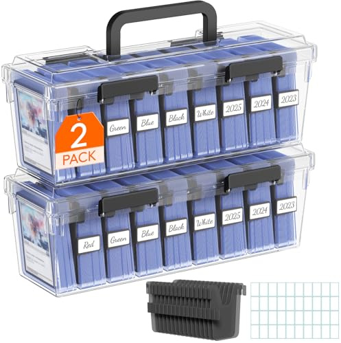 Lifewit Scatola Porta Carte con 16 Divisori Regolabili, Deck Box in Plastica con Chiusura Rinforzata ed Etichette Scrivibili, DeckBox da Gioco per un Massimo di 1800 Carte, 2 Pezzi