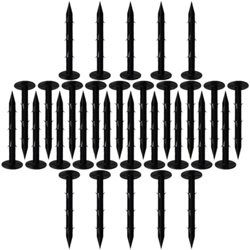 Toyvian Estacas de Jardín de Plástico Negro 16 Cm, 100 Unidades, Clavos de Tierra para Paisajismo, Anclajes para Césped, Fijación de Lonas y Mallas en Jardín y Huerto