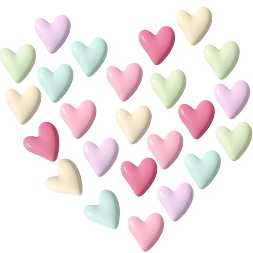24PCS Heart Shaped Fridge Magnets, Strong Colourful Decorative Cute Magnets | Strong Colourful Decorative Refrigerator Magnets for Whiteboard, Notice Board & Locker – Cute Small Love Heart Magnets (2cm)