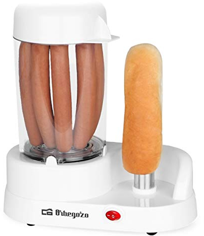 Orbegozo Máquina para hacer perritos calientes 1 a 6 salchichas. Punzón sujeción Vertical INOX. Cubeta de PR 3500 Hundemacher, 350 W, 0,5 l, Edelstahl, weiß