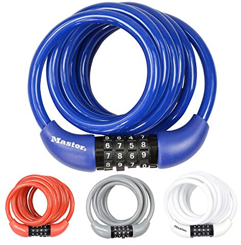 Master Lock 8221EURDPROCOL Lucchetto Bici, Combinazione, 1.8 m Cavo, Esterno, Ottimo per Proteggere Bicicletta, Skateboard, Passeggino, Falciatore, Attrezzature Sportive