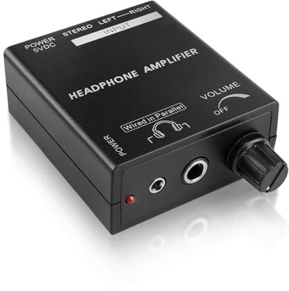 TNP Amplificador portátil para Auriculares estéreo con Control de Volumen y Entrada RCA de 3,5 mm y 6,3 mm