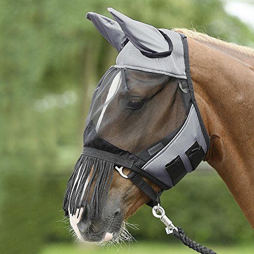 BUSSE everline Fliegenmaske FLY COVER FRANSEN Vollblut, grau/schwarz