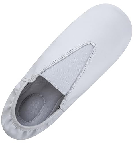 Kids Childrens Size 3 White Gymnastic Trampolining Shoes Training/Yoga/Trampoline/Dance Soft Sole Leather Children's and Adult's (3 UK)