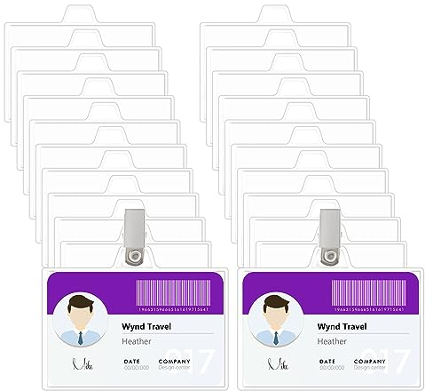 Namensschildhalter mit Clip – Fushing 40 Stück transparente Kunststoff-Ausweishalter mit Ausweis-Clips für 5,7 x 8,9 cm Namensschild-Einsätze