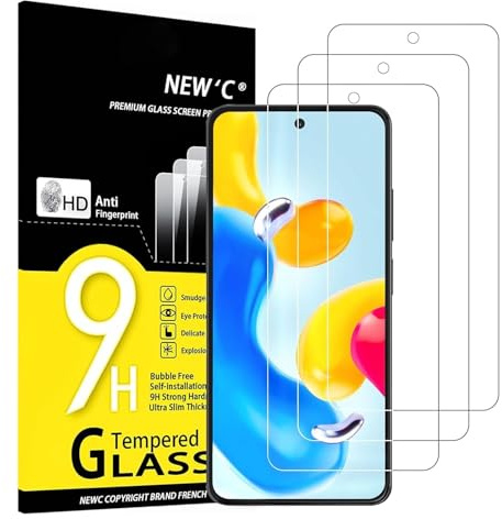 NEW'C Lot de 3, Verre Trempé pour Xiaomi Redmi Note 11S 5G (6.6), Film Protection écran - sans Bulles d'air -Ultra Résistant (0,33mm HD Ultra Transparent) Dureté 9H Glass