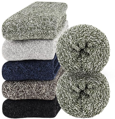Jeasona Winter Wool Hiking Socks for Men Thick Warm Thermal Boot Gifts for Men Dad (Multicolored 919-5 Pairs)
