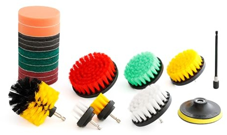 Streetwize - Drill Brush For Cleaning, 20-Piece Drill Brush Set | Power Scrubber Cleaning Kit For Bathroom, Sink, Kitchen, Shower Tub, Carpet Scrubber, Car, Boat Upholstery SWCR39