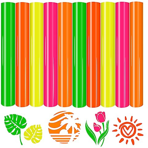 Tintnut Värmeöverföring vinyl fluorescens plotterfolie textil, flexfolie plotter textil, 10-pack 30 cm x 25 cm