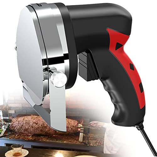 Professional Electric Gyro Slicer Doner Kebab Knife, 0-8MM Thinnest Sliced Meat Cutter Machine for Shawarma, Handheld Kebab Cutting Knife Machine,Red (Red)