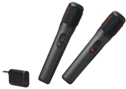 JBL PartyBox Wireless Mic - 2X Digital Wireless Mikrofone, Wiederaufladbarer Akku (20hrs - 700mAh), klare Stimme, knackiger Klang, stabile 2,4-GHz-Verbindung, kompatibel mit Allen