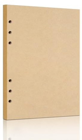 A5 Refill Paper, Unlined Blank Kraft Paper,Filler Inserts Loose Leaf Paper | 6 Hole 100GSM Thick Refillable Paper for A5 Size 6 Ring Binder Journal Notebook,80 Sheets (160 Pages) (Kraft Blank, A5)