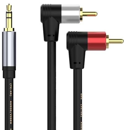 HIEbee 3,5 mm a 2 cavi RCA, angolo 2 RCA maschio a 3,5 mm, cavo splitter stereo audio Y, compatibile con TV, smartphone, MP3, tablet, altoparlanti, home theater, ecc. (1,5 m/59 pollici)