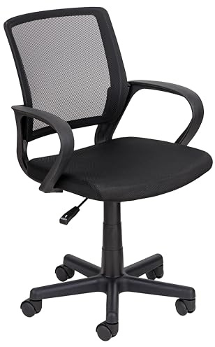 Baroni Home Sedia Ergonomica da Ufficio Scrivania Nera in Acciaio Resistente e Soft Foam con Braccioli e Ruote Girevoli, Altezza Regolabile, 55x48x91 cm