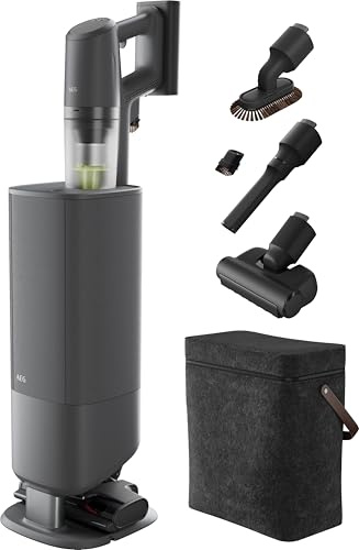 AEG Ultimate 8000 Akku Staubsauger mit Absaugstation, von Stiftung Warentest mit GUT (2,5), Auto‑Modus, 5‑Stufen‑Filtration, für Hartboden, Teppich, 25V Akku wechselbar, 400 ml, Dunkelgrau, AP83AB25DG