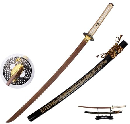 Bokken fait à la main,utilisant des matériaux en bois naturel,épée de samouraï japonaise en bois,katana en bois avec fourreau pour accessoires,kendo,entraînement,cosplay,décoration,cadeaux,affichage