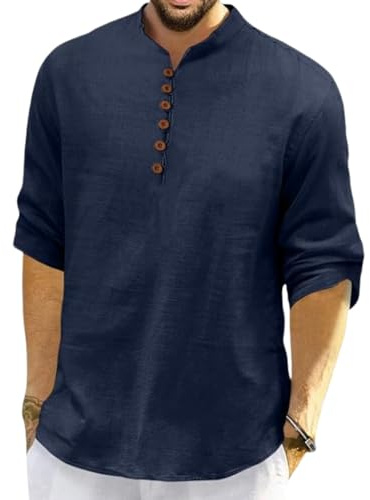 ROYALSCOUT Kurta Kurta Kurta - Mélange de polyester et de coton - Coupe classique - Style ethnique - Léger - Pour homme