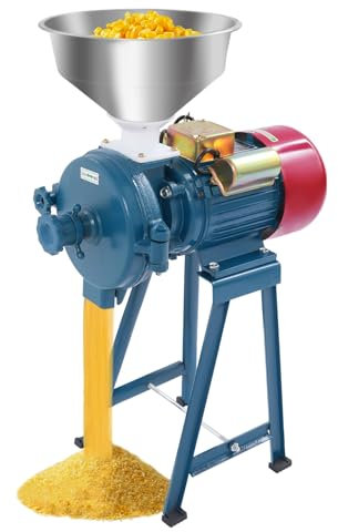 Moulin à Céréales Electrique 2200W pour Grains Maïs Paille Aliments 54kg/h Haute Performance avec Entonnoir en Acier 60 Maille 220V Prise EU