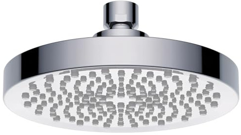 FUYIOCN regnduschmunstycke, 15 cm regnduschhuvuden med högt tryck med justerbar vinkel, lyxig kromfinish, verktygsfri installation, universell G1/2 tums kontakt