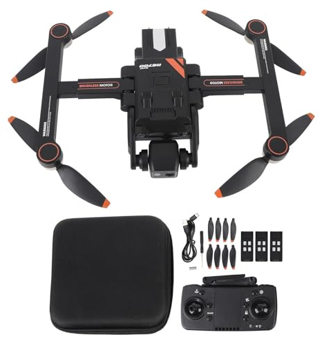 Cuifati Droni a Motore Brushless con Fotocamera per Adulti, WiFi 5G Transfer Smart FPV Quadcopter con di Localizzazione GPS, Evitamento degli Ostacoli Intelligente, (3 batterie)