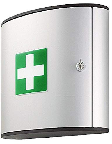 Durable 197023 - First Aid Set M, cassetta pronto soccorso con serratura, con contenuto, 302x280x118 mm (LxHxP), argento metallizzato