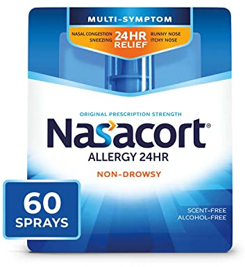 Nasacort 24HR Allergy Nasal Spray for Adults, Non-drowsy & Alcohol Free, 60 Sprays, 0.37 fl. oz.