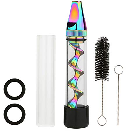 nulala Twisted glass blunt tube kit, twisty glass blunt glass spiral smoke pipe blunt flat mouth mini spiral roast hood