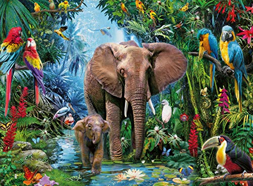 Ravensburger Kinderpuzzle - 12901 Dschungelelefanten - Tier-Puzzle für Kinder ab 7 Jahren, mit 150 Teilen im XXL-Format