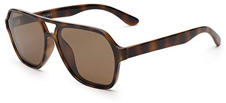 GLINDAR Lunettes de Soleil Aviateur Polarisées Hommes Femmes Vintage Lunettes Solaire de Conduite Carrées (Monture Ecaille de Tortue/Lentille Marron Polarisée)