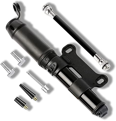 Mini Pompa Bicicletta，CON TUBO NASCOSTO，[140 PSI] Pompa Portatile Adattata a Presta e Schrader，Portatile Pompa Bici Affidabile per Corsa, Strada, MTB, Biciclette Bambini ，con Staffa di Montaggio
