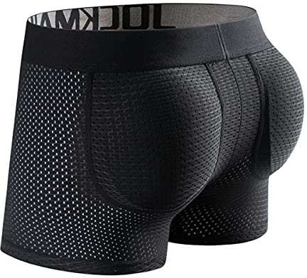 JOCKMAIL Mens Boxers with Butt Pad Underwear Athletic Cycling Underwear Boxer Short Mesh Hip-up Underwear