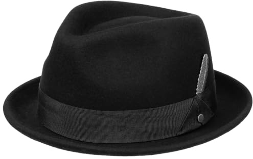 Stetson Vencaster Player Wollhut Einfarbiger Filzhut 100% Wollfilz Wasserabweisend Unisex Herbst Winter schwarz M (56-57 cm)