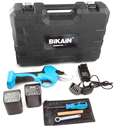 Elektrisk garagesax – modell BB001 – progressivt bypass snitt för precisionsarbete – batterisax – effekt 500 W och 2 batterier 16,8 V-2,5 Ah – 19–25 mm öppning – med låda – bikain