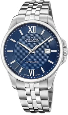 Candino Swiss Herren Automatik Uhr Edelstahl 316L Silber - Herren Analog Uhr - Kalender - Saphirglas mit hoher Widerstandsfähigkeit - Wasserdicht 5 ATM C4768/2 Automatic