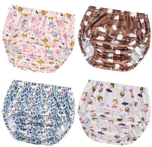 Joyo roy 4Pcs Diaper Covers for Girls Rubber Pants for Toddlers Cloth Plastic Training Pants for Toddlers Rubber Underwear for Toddler Plastic Underwear for Potty Training Baby Girl Diaper Cover 6T
