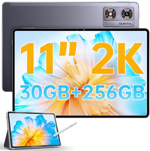 OUKITEL OT8 Tablette 11 Pouces - Android 13 Tablette 30(6+24) Go RAM+256 Go ROM, Tablette Tactile 8800mAh avec Processeur Octa-Core 1.6 GHz, 8+13MP丨5G WiFi丨Bluetooth 5.0丨Certifié GMS丨Face ID -Noir