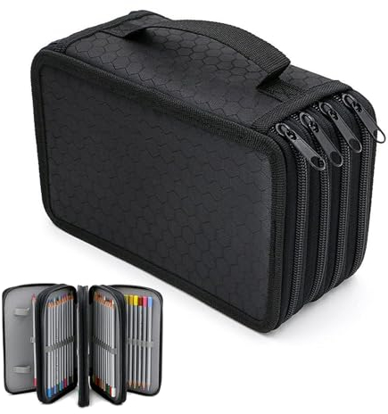 SMYJDMM Große Federmäppchen, 72 Slots Federmappe Große Kapazität, Farbige Bleistifte Halter Federmappe GroßeBleistifttasche für Aquarellstifte Marker Gelstifte (Schwarz)