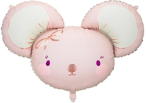 XXL Maus Folienballon süße kleine Maus Kindergeburtstag erster Geburtstag Mädchen Junge Deko Babyparty Geburt Baby Shower Dekoration Kinderzimmer Ballon Rosa Creme