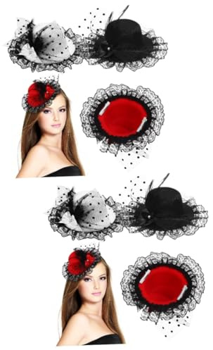 AOKWAWALIY 6 stycken cylindrar fascinators för kvinnor fascinator-hatt damer hatt rosetthattar damer fascinator bankett hatt eleganta hattar tehattar för kvinnor fascinator motorhuv damer