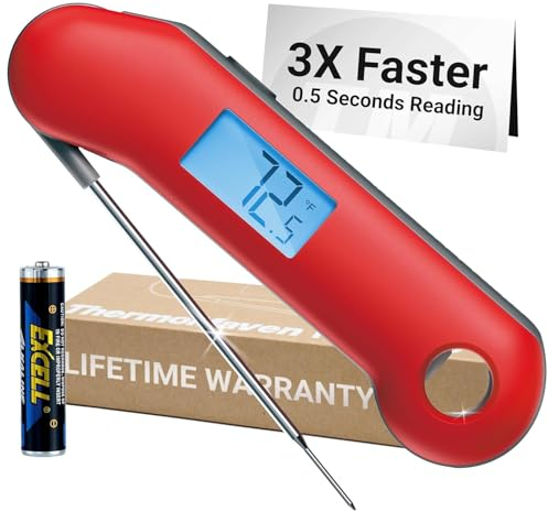ThermoMaven F1 Turbo Meat Thermometer Digital - 3X Faster 0.5s Instant Read, Food Cooking Thermometer Precise ±0.3℃, IP67 Waterproof Magnetic, Brighter Backlight, Bottle Opener for Kitchen BBQ Grill