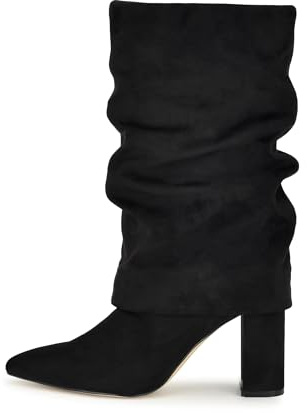 MIRAAZZURRA Bottes à talon haut pour femme, bout pointu, talon épais, 8,5 cm, bottes à talon haut, Noir , 41 EU