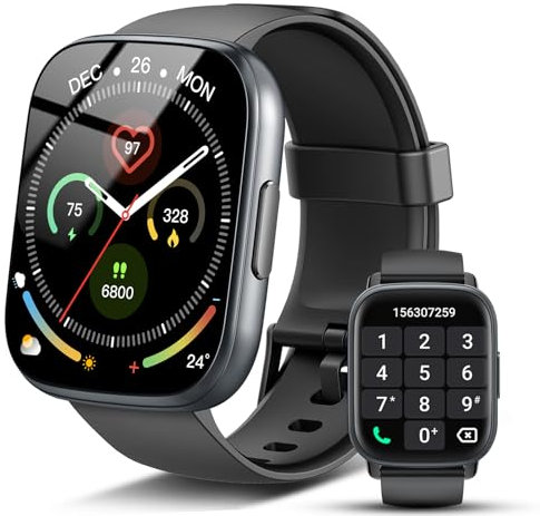 Smartwatch Herren Damen, 1,95HD Touch Fitnessuhr mit Telefonfunktion, Smart Watch Fitness Tracker mit Pulsmesser Schlafmonitor Schrittzähler, IP68 Wasserdicht, 110+Sportmodi Sportuhr für iOS Android