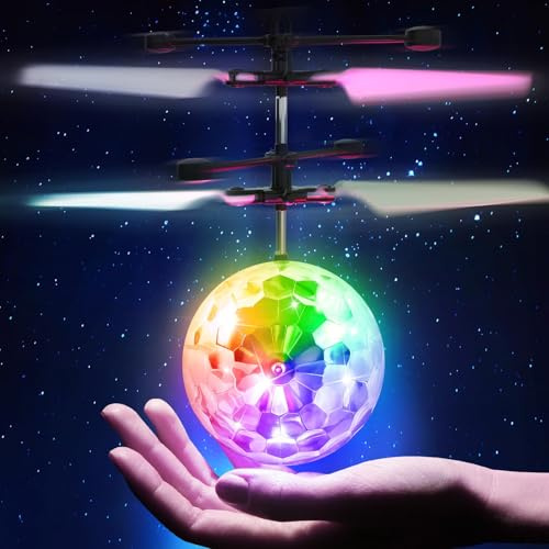 KATELUO Bola Voladora para Niños, Bolas Voladoras para Niños y Niñas, Juguete de Bola Voladora LED Intermitente, RC Helicopteros Teledirigidos con Luces LED, Juguete Volador Mini Dron, Regalo Navidad