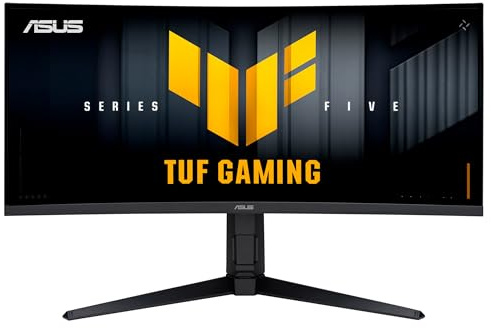 ASUS TUF Gaming VG34WQML5A 34 Zoll WQHD Monitor (Fast VA Panel, Curved, 250 Hz, 0,5 ms Reaktionszeit, 3440x1440, AMD FreeSync Premium, ELMB, DisplayHDR 400, Gaming AI, 2x DisplayPort 1.4, 2x HDMI 2.0)